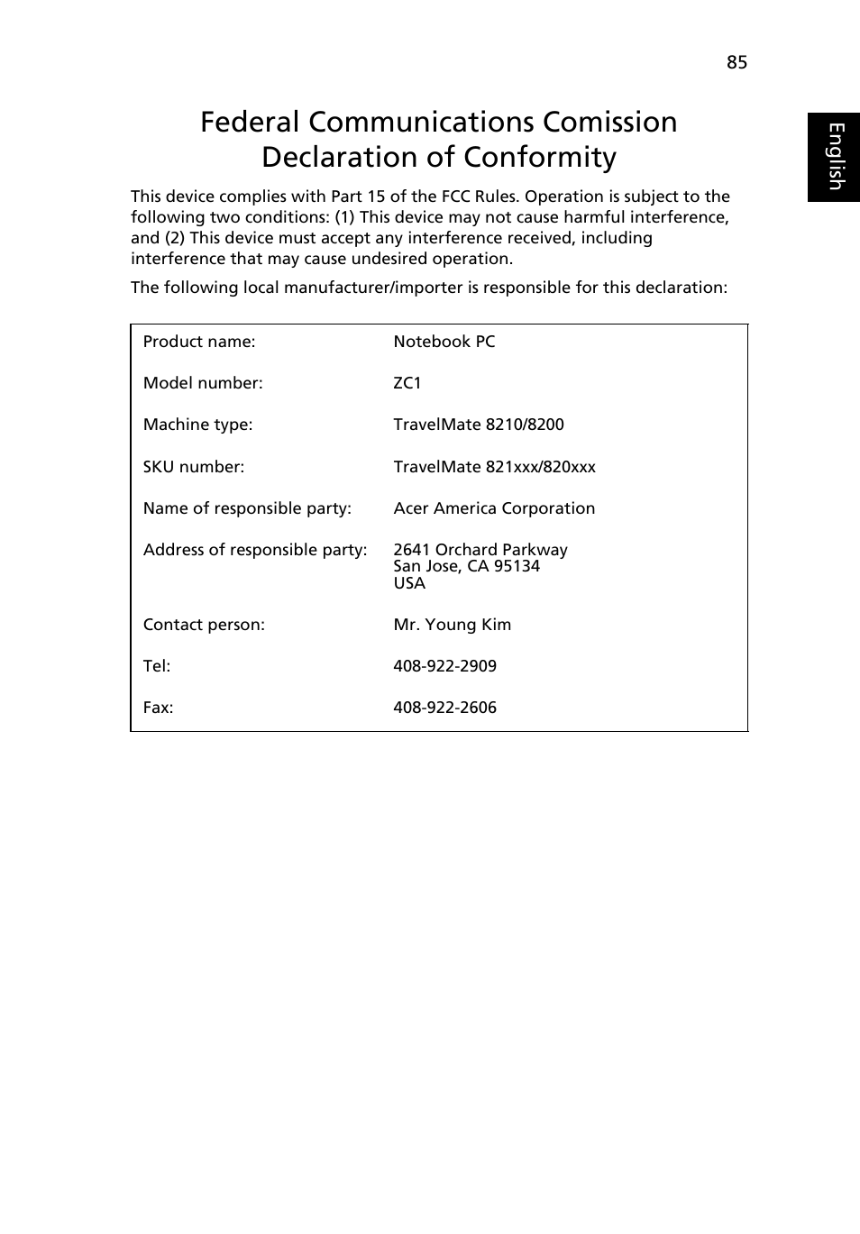 Acer TravelMate 8200 User Manual | Page 103 / 107