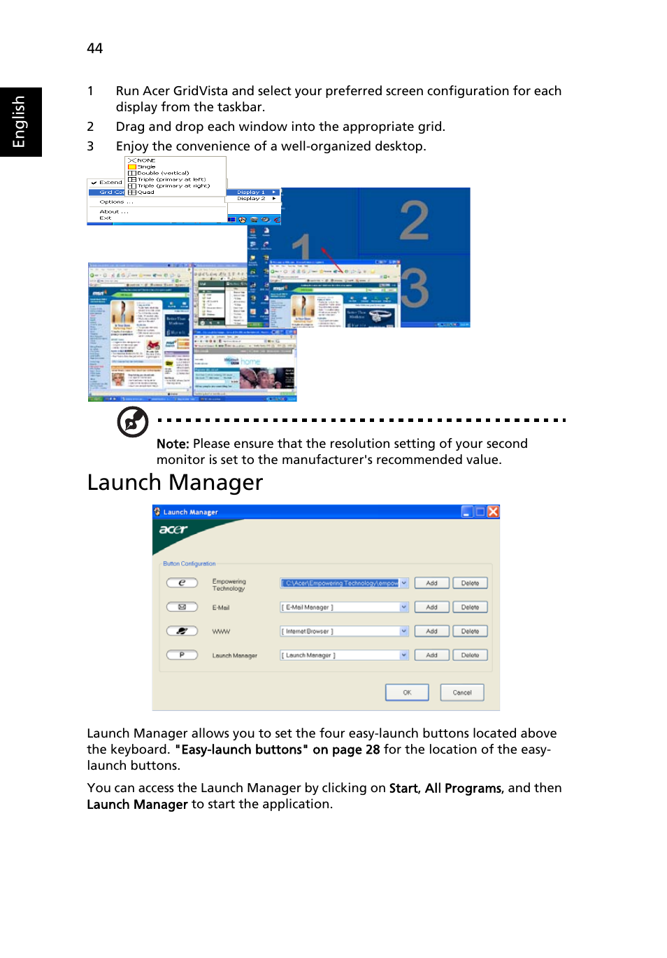 Launch manager | Acer TravelMate 8200 User Manual | Page 62 / 107