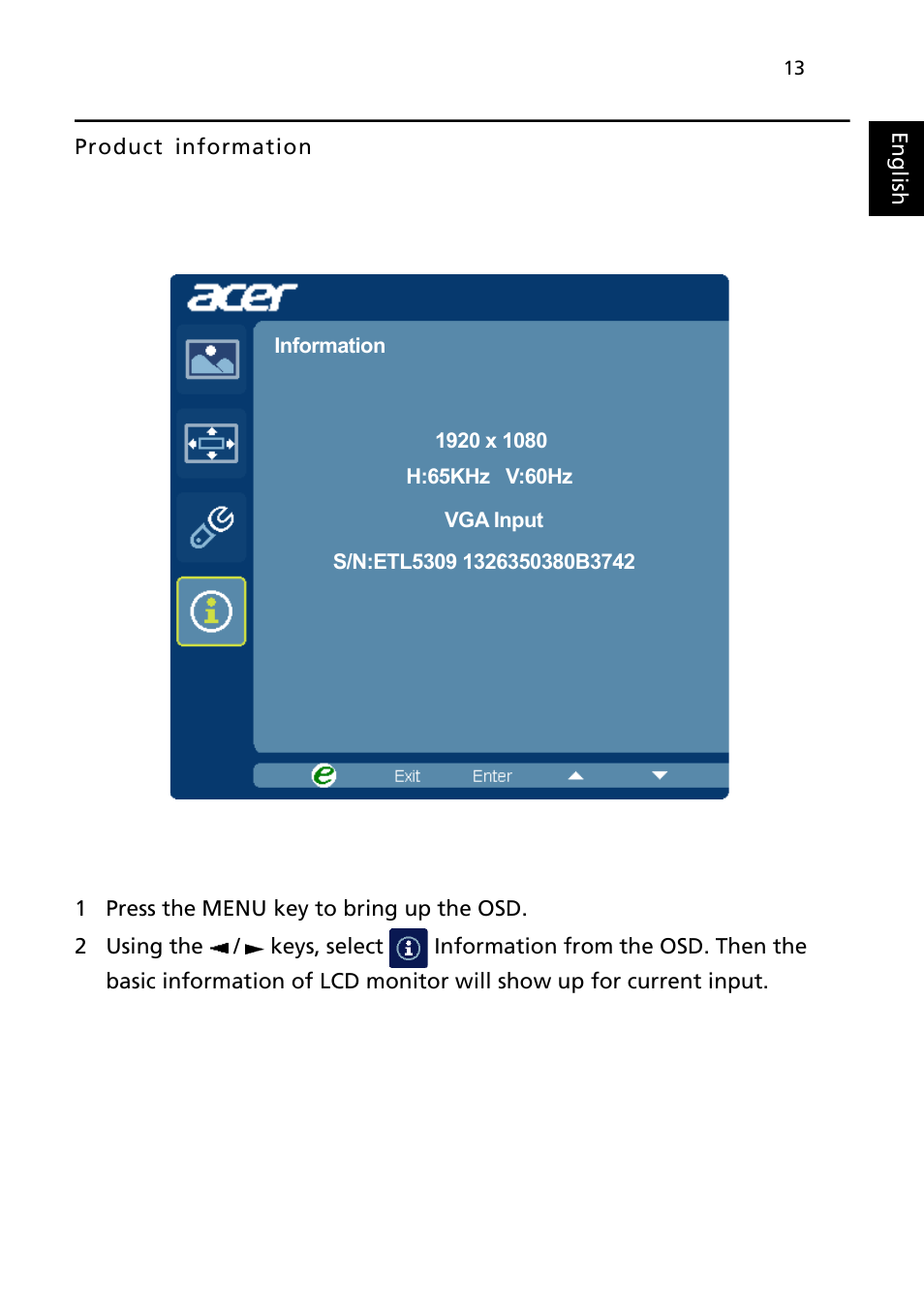 Acer K242HL User Manual | Page 25 / 27