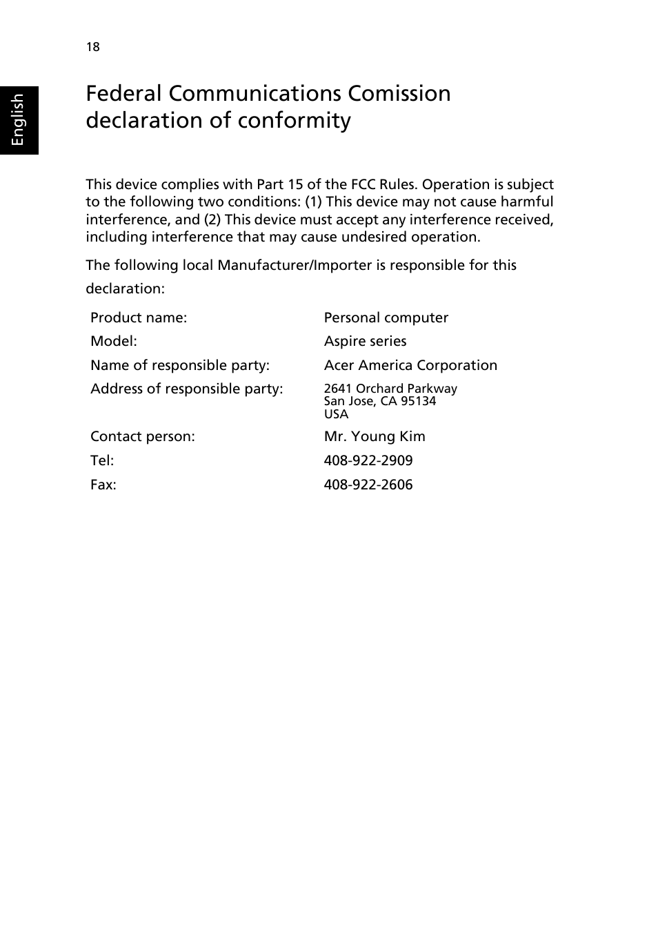 Acer Aspire T650 User Manual | Page 22 / 22
