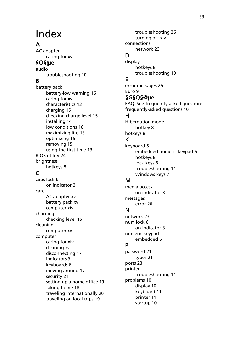 Index | Acer AOP531h User Manual | Page 53 / 54