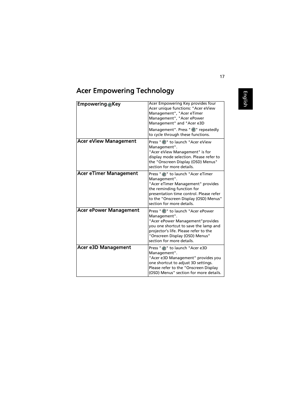 Acer empowering technology | Acer S1212 User Manual | Page 27 / 60