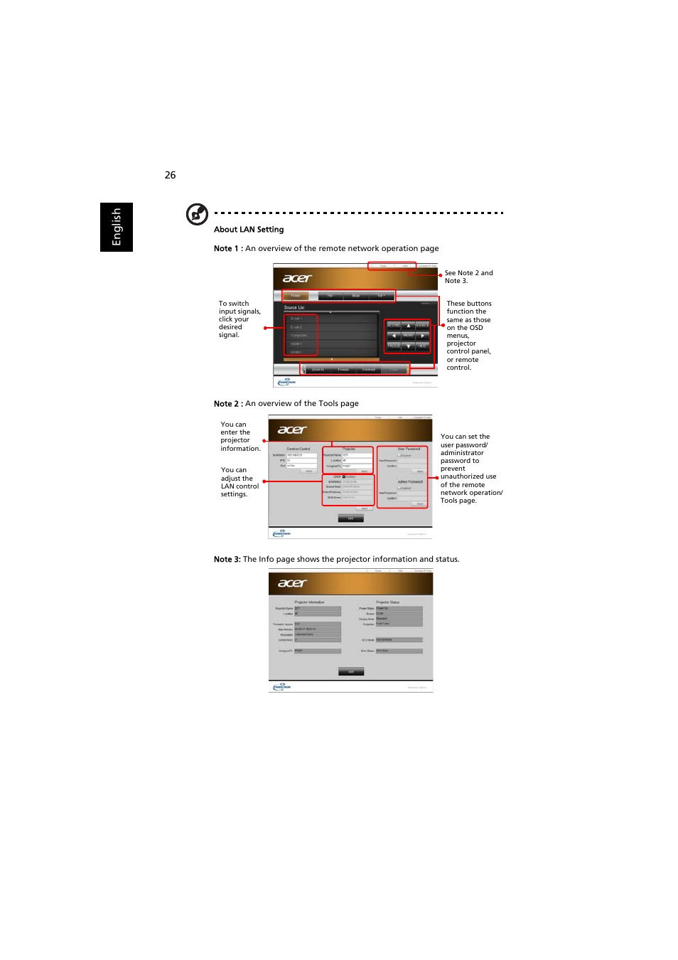 En gl ish | Acer S1212 User Manual | Page 36 / 60