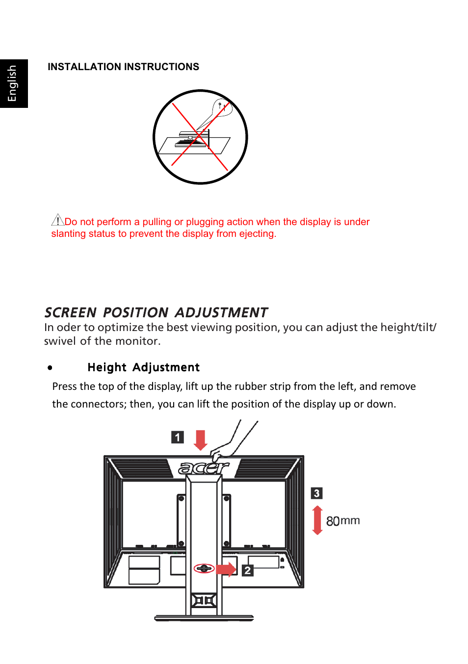 Screen position adjustment | Acer B203HV User Manual | Page 16 / 29