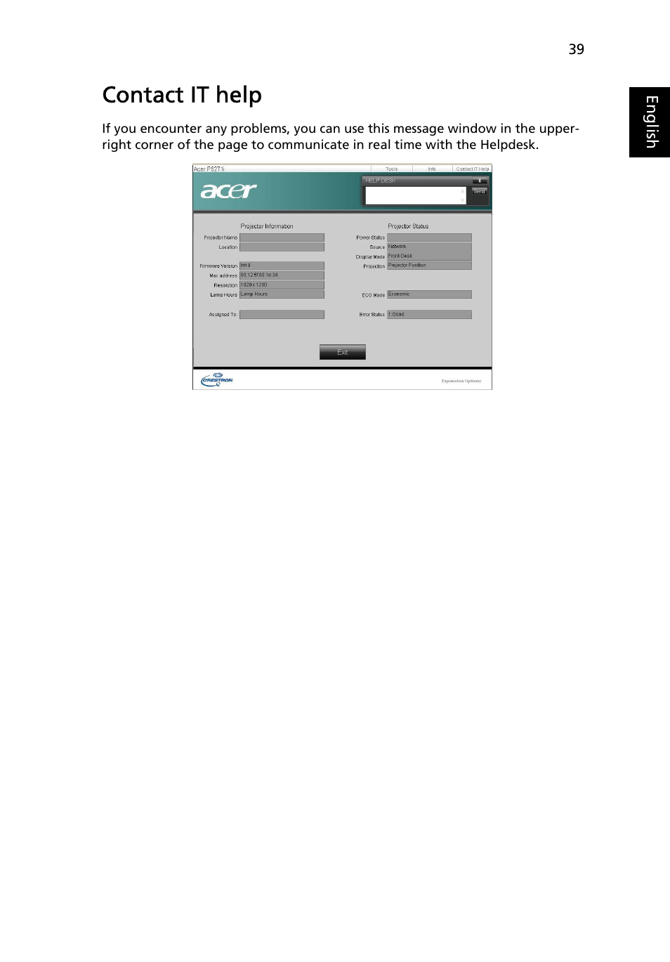 Contact it help | Acer P1201B User Manual | Page 39 / 52