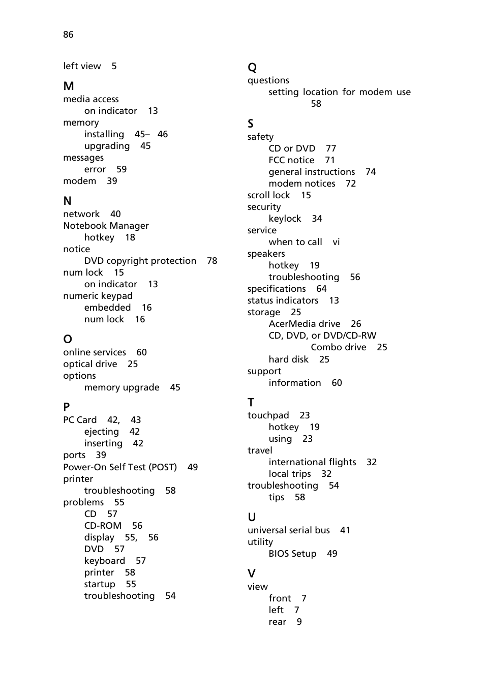 Acer TravelMate 4000 User Manual | Page 94 / 95