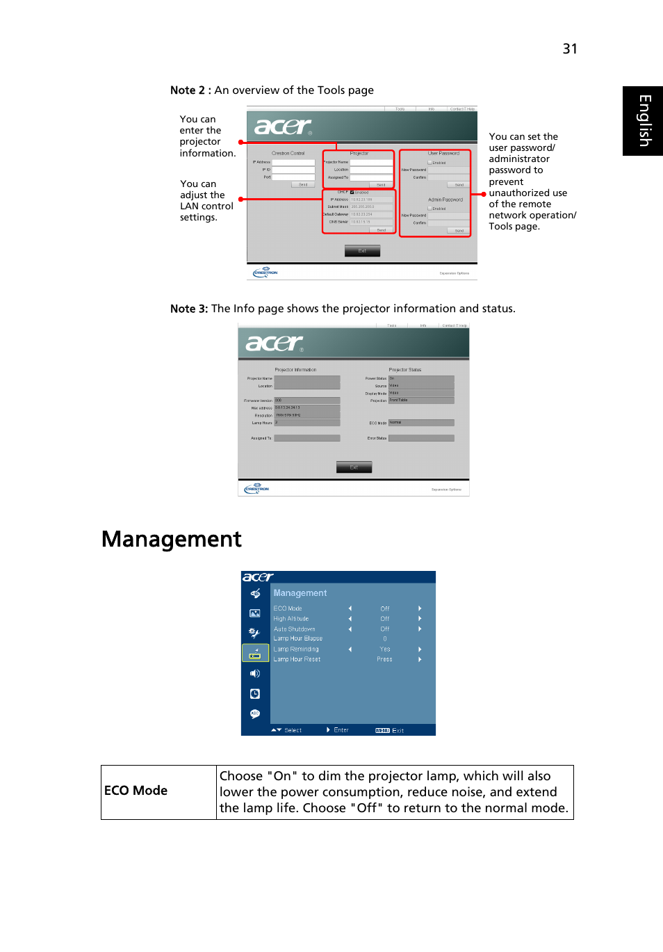 Management, Eng lis h | Acer S5201 User Manual | Page 41 / 65