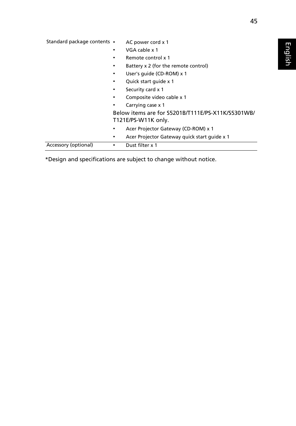 Eng lis h | Acer S5201 User Manual | Page 55 / 65