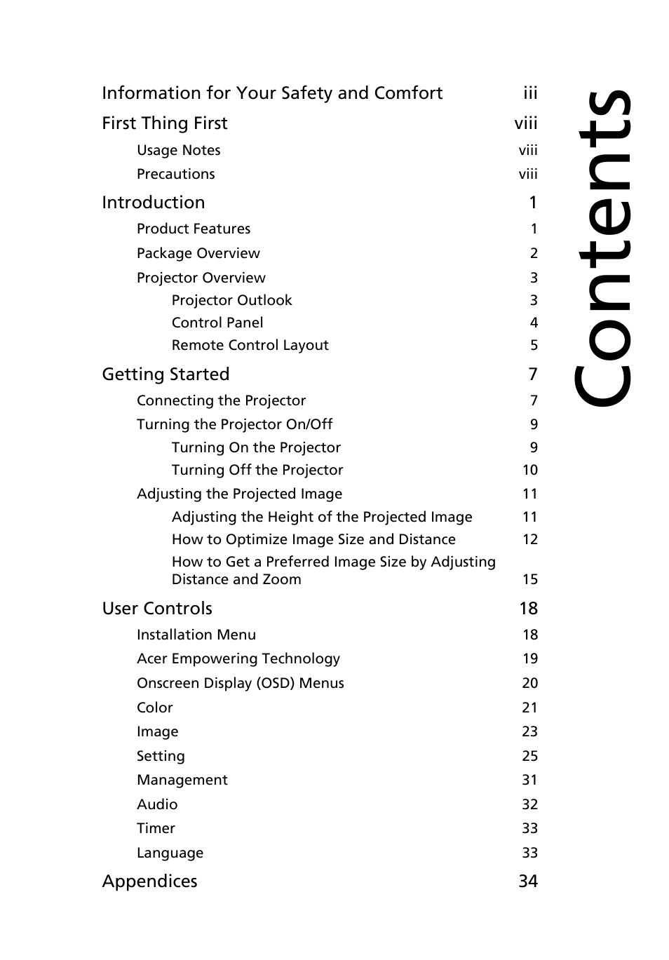 Acer S5201 User Manual | Page 9 / 65