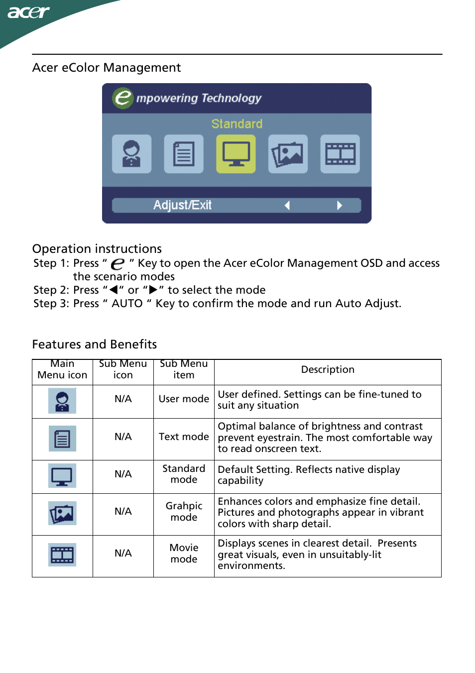 Acer G205HV User Manual | Page 15 / 23