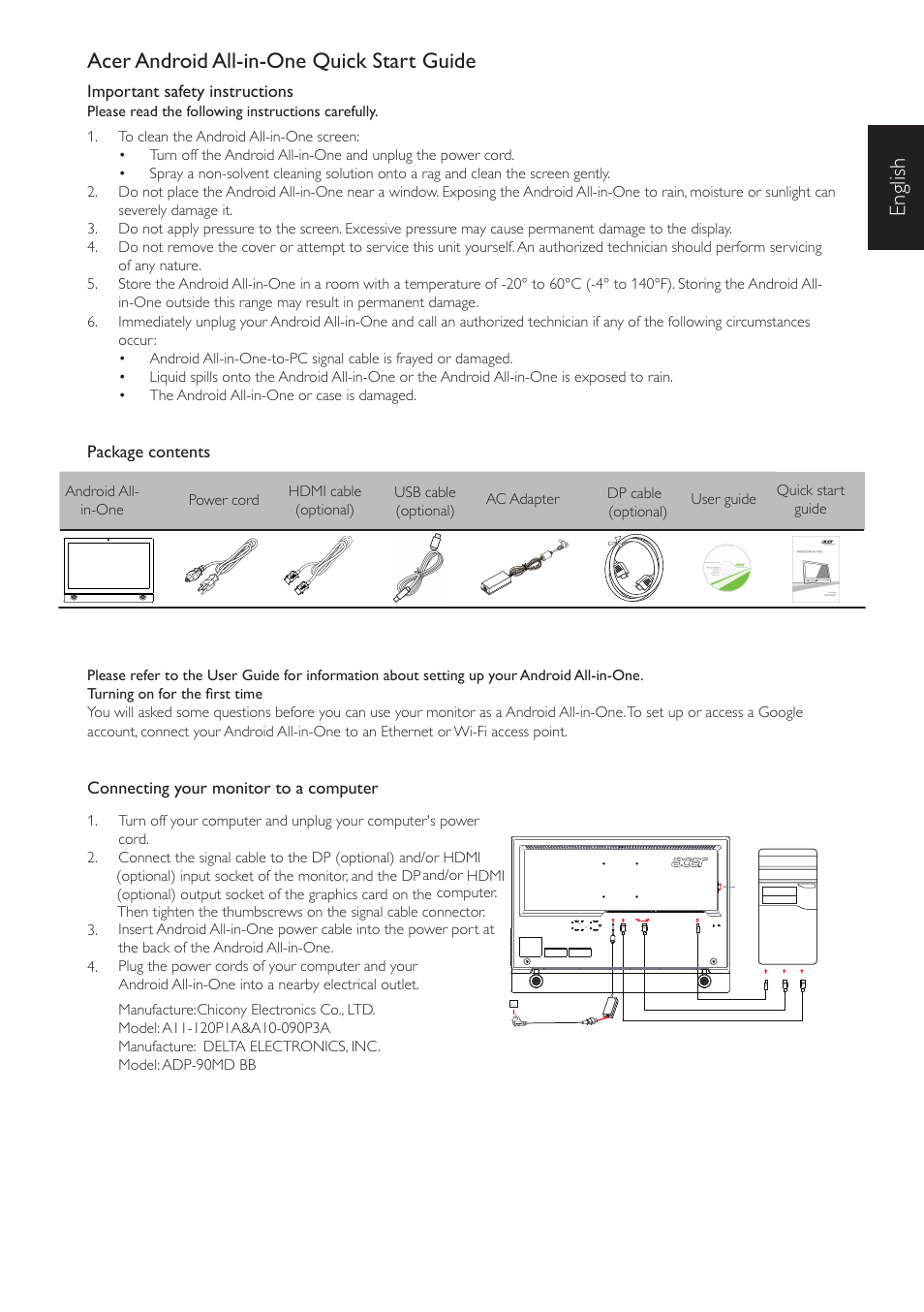 Acer TA272HUL User Manual | 7 pages