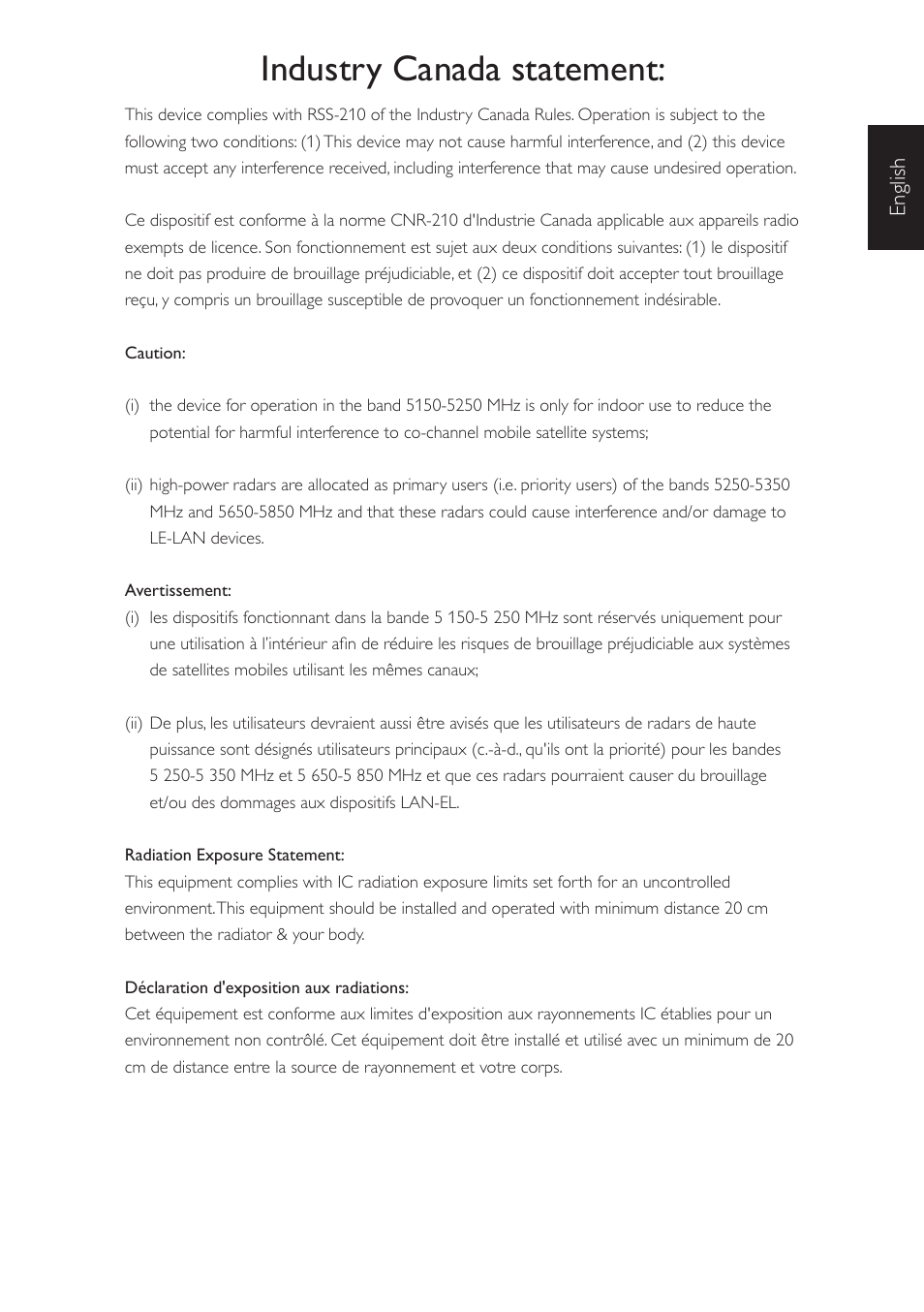 Industry canada statement | Acer TA272HUL User Manual | Page 5 / 7