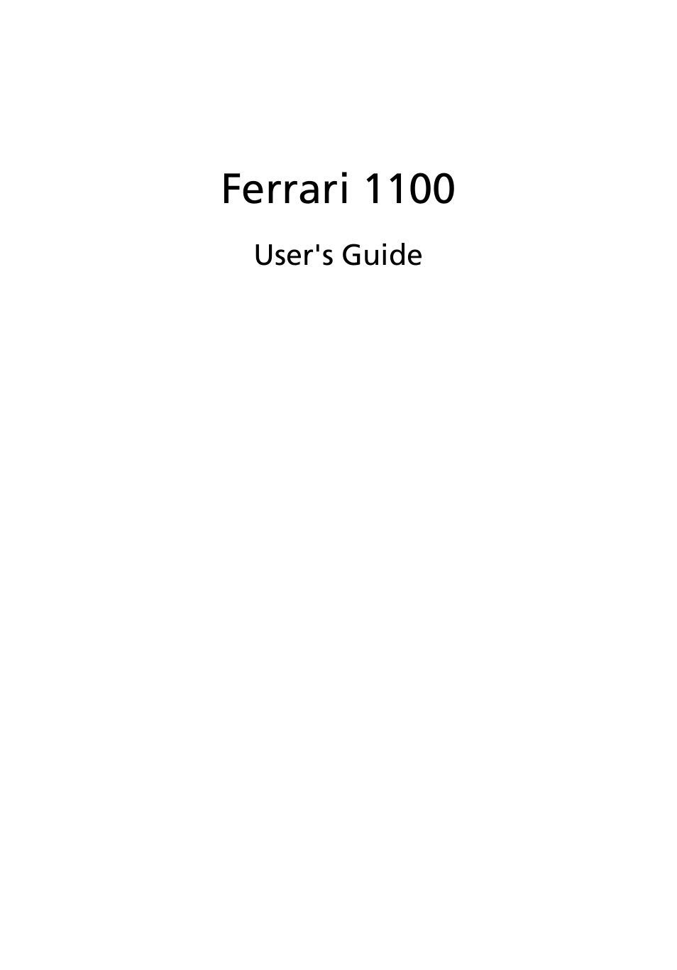 Acer Ferrari 1100 User Manual | 112 pages