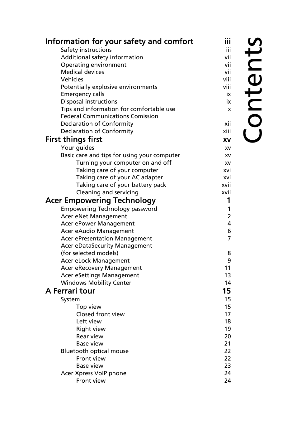 Acer Ferrari 1100 User Manual | Page 19 / 112