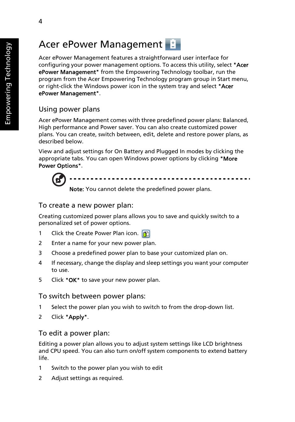 Acer epower management | Acer Ferrari 1100 User Manual | Page 26 / 112