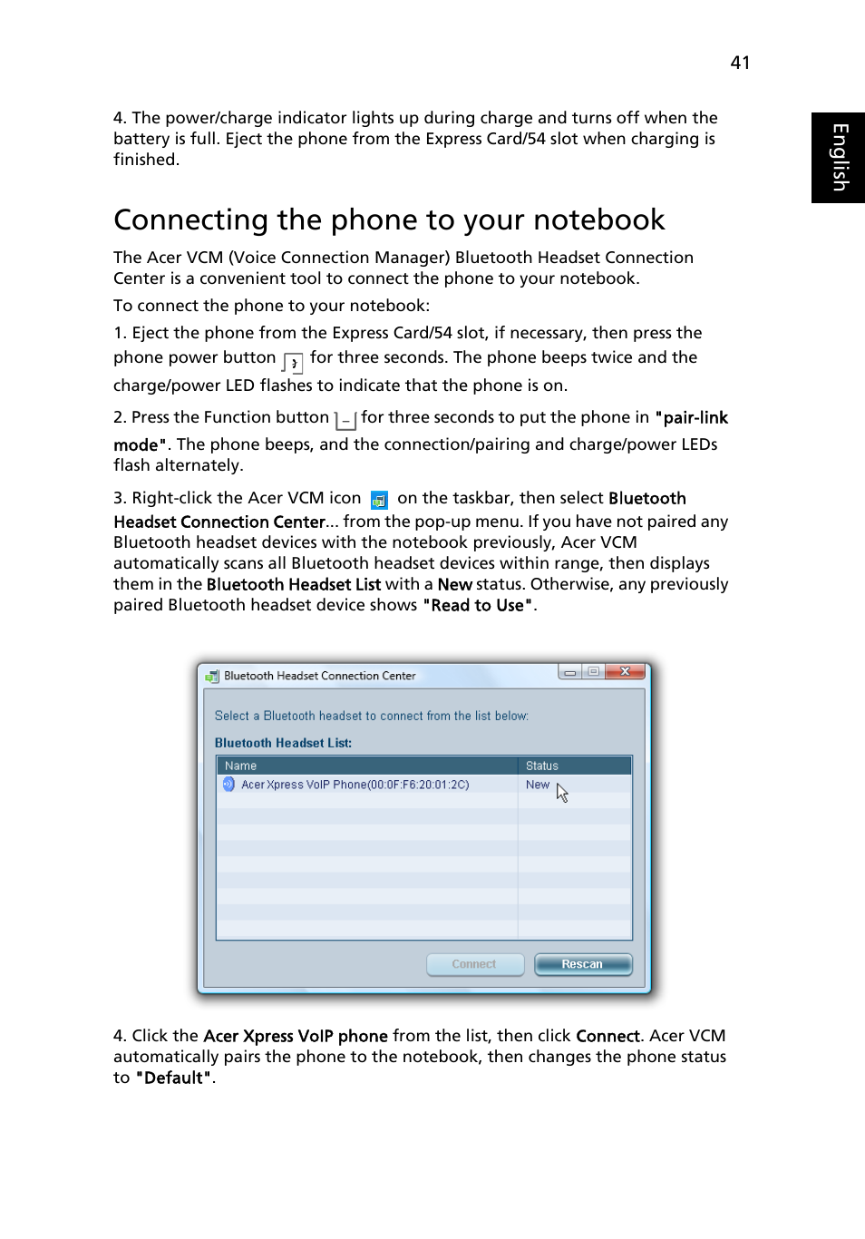 Connecting the phone to your notebook | Acer Ferrari 1100 User Manual | Page 63 / 112