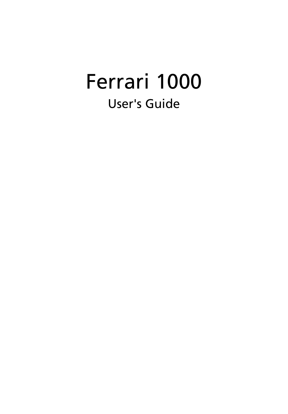 Acer Ferrari 1000 User Manual | 126 pages