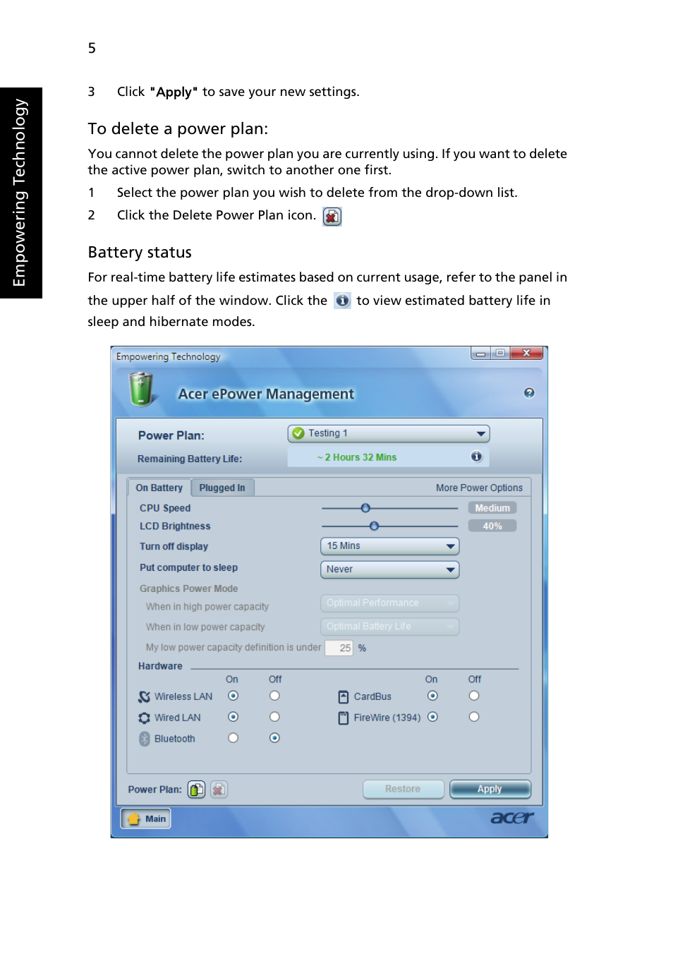 Acer TravelMate 5710 User Manual | Page 22 / 96