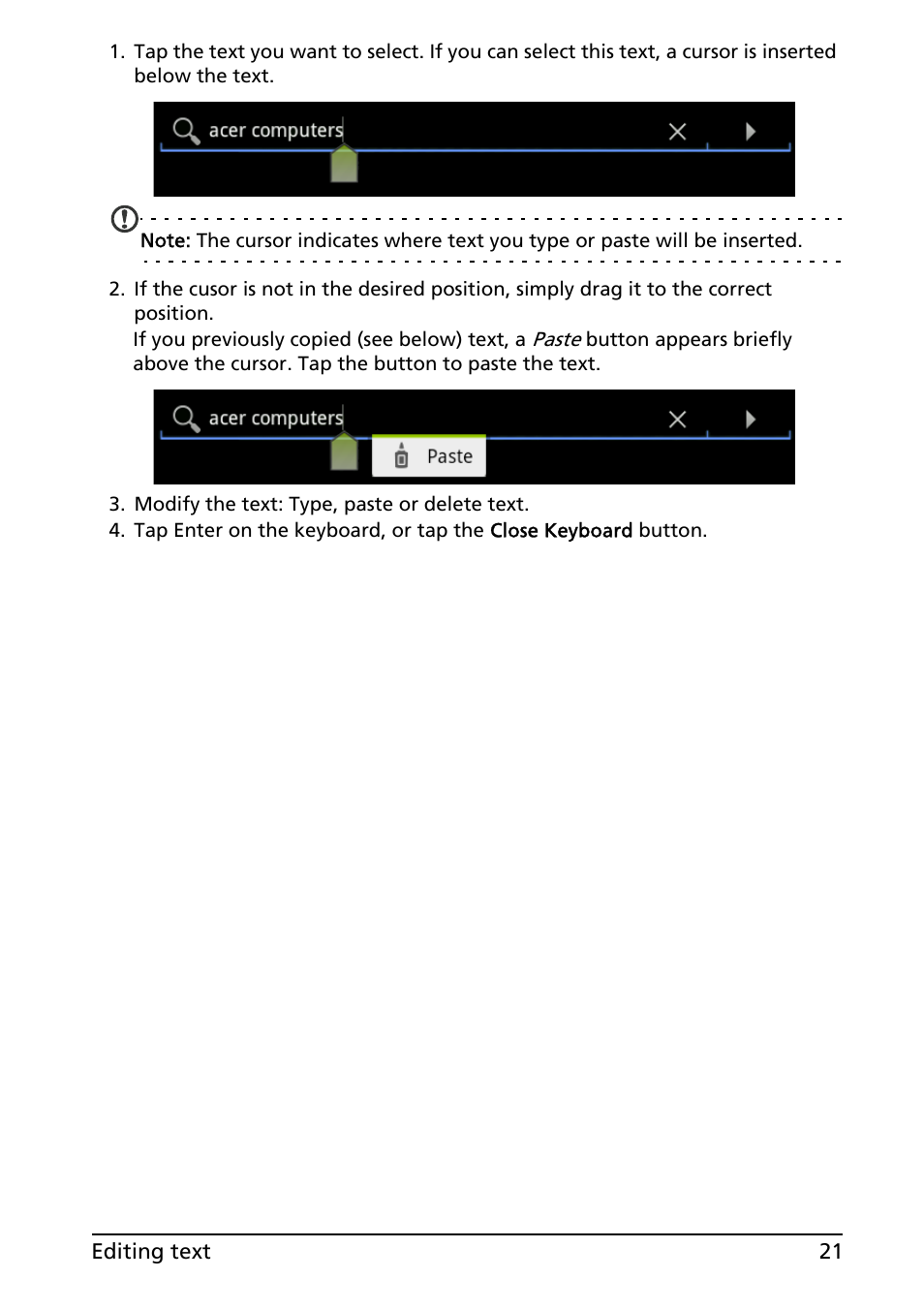 Acer A501 User Manual | Page 21 / 65