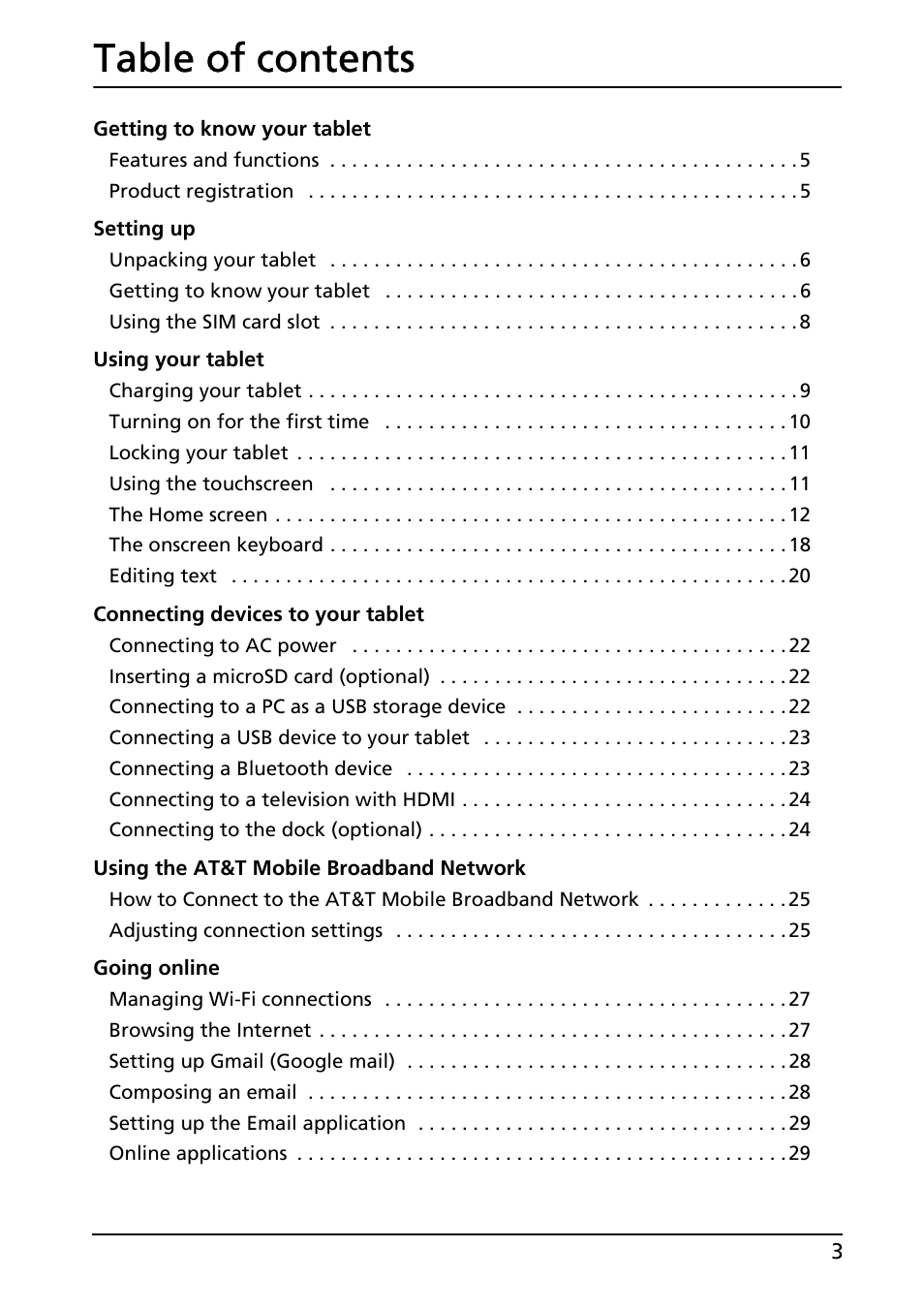 Acer A501 User Manual | Page 3 / 65