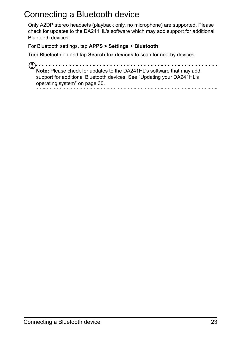 Connecting a bluetooth device | Acer DA241HL User Manual | Page 23 / 35