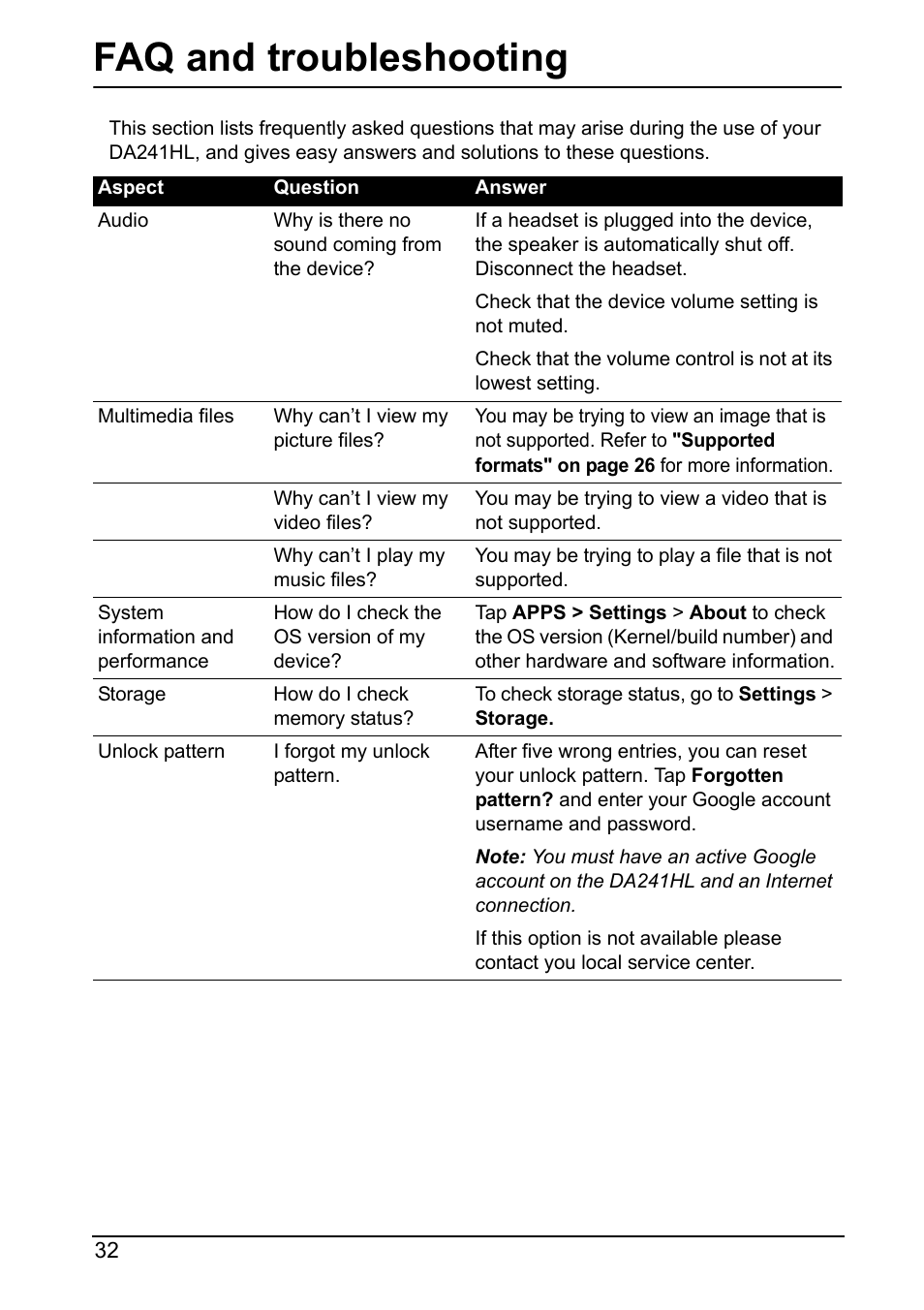 Faq and troubleshooting | Acer DA241HL User Manual | Page 32 / 35