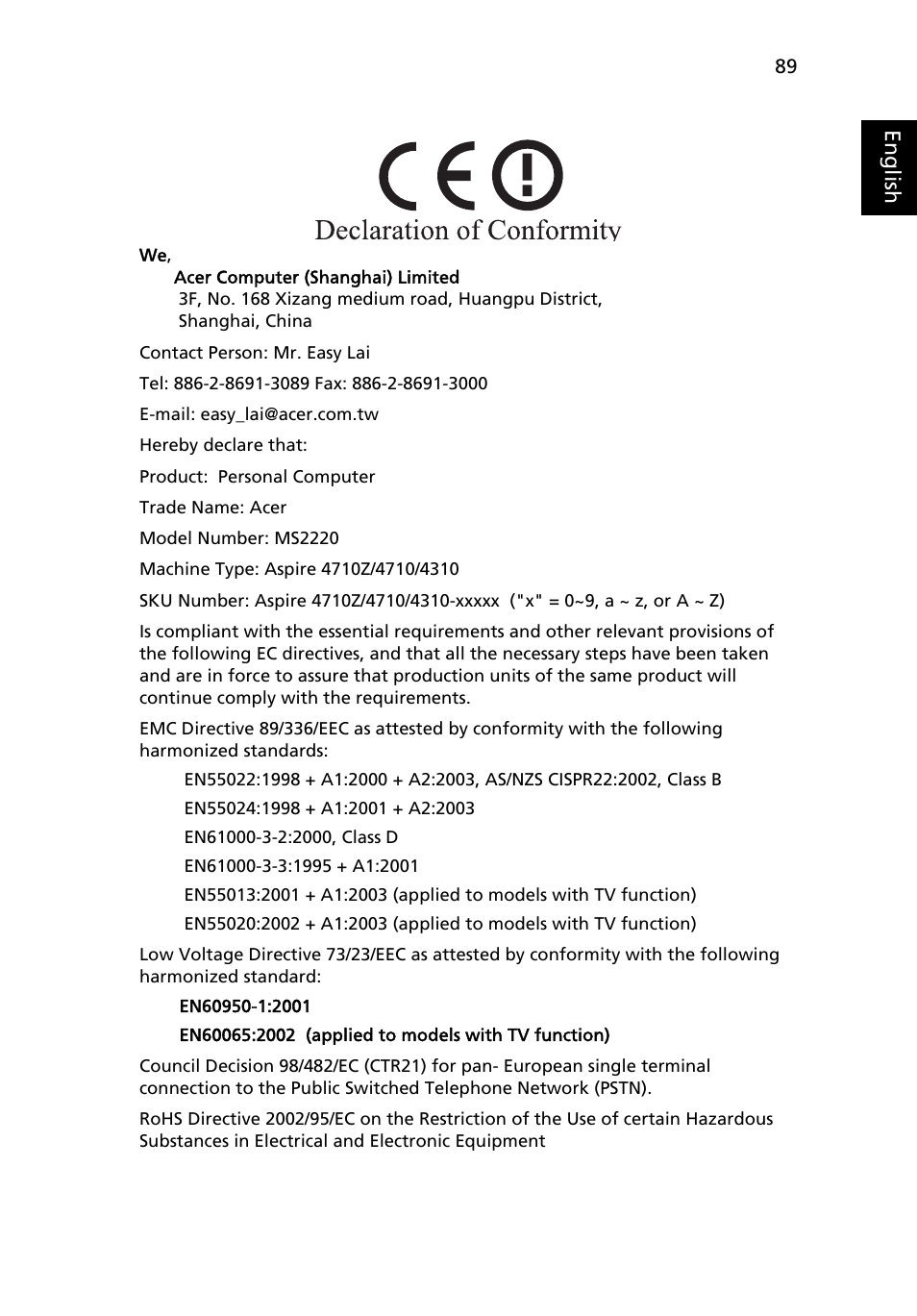 Acer Aspire 4310 User Manual | Page 109 / 112