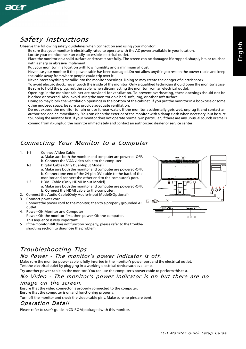 Acer G245H User Manual | 2 pages