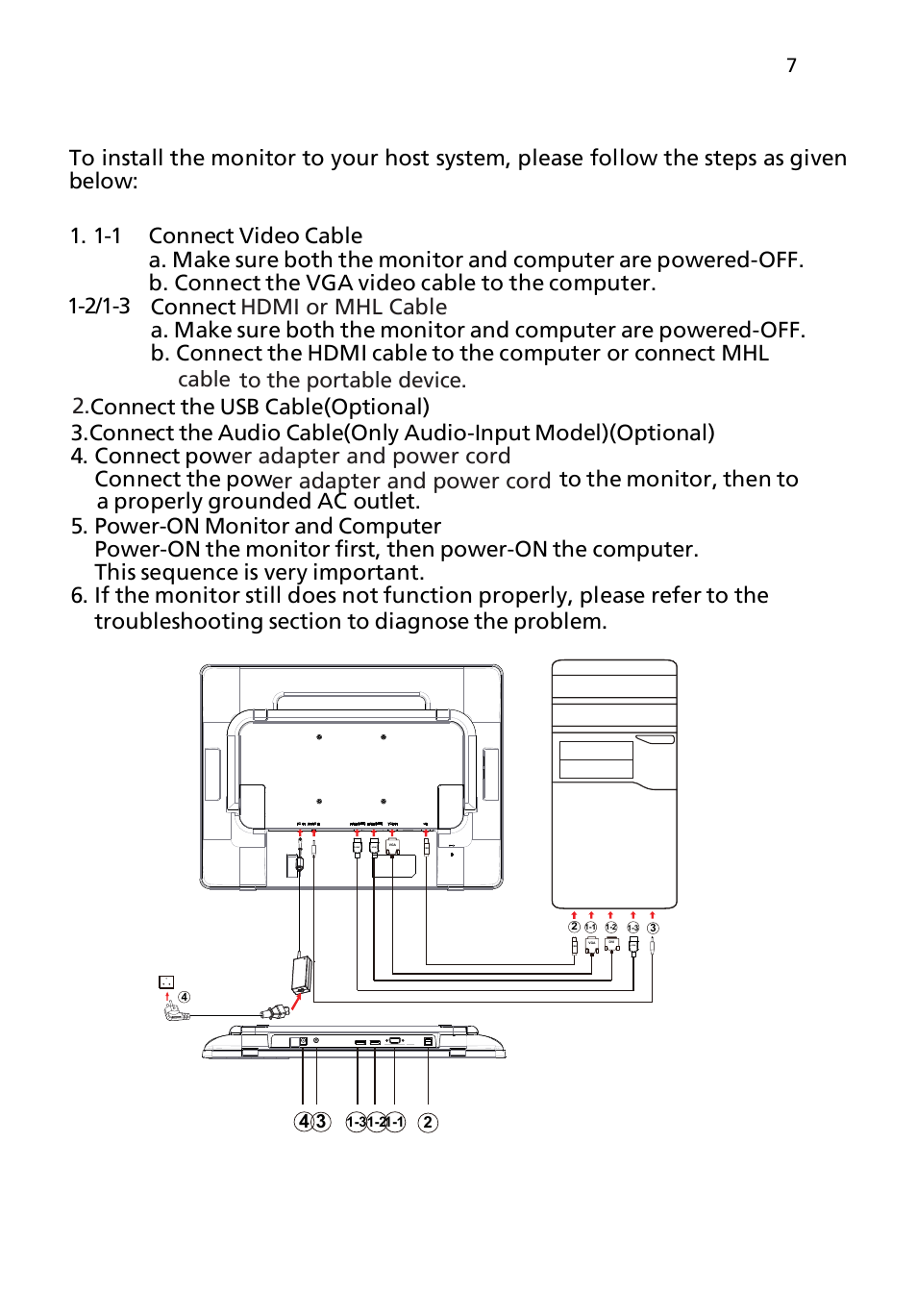 Installation, Cable to the portable device | Acer FT200HQL User Manual | Page 19 / 30