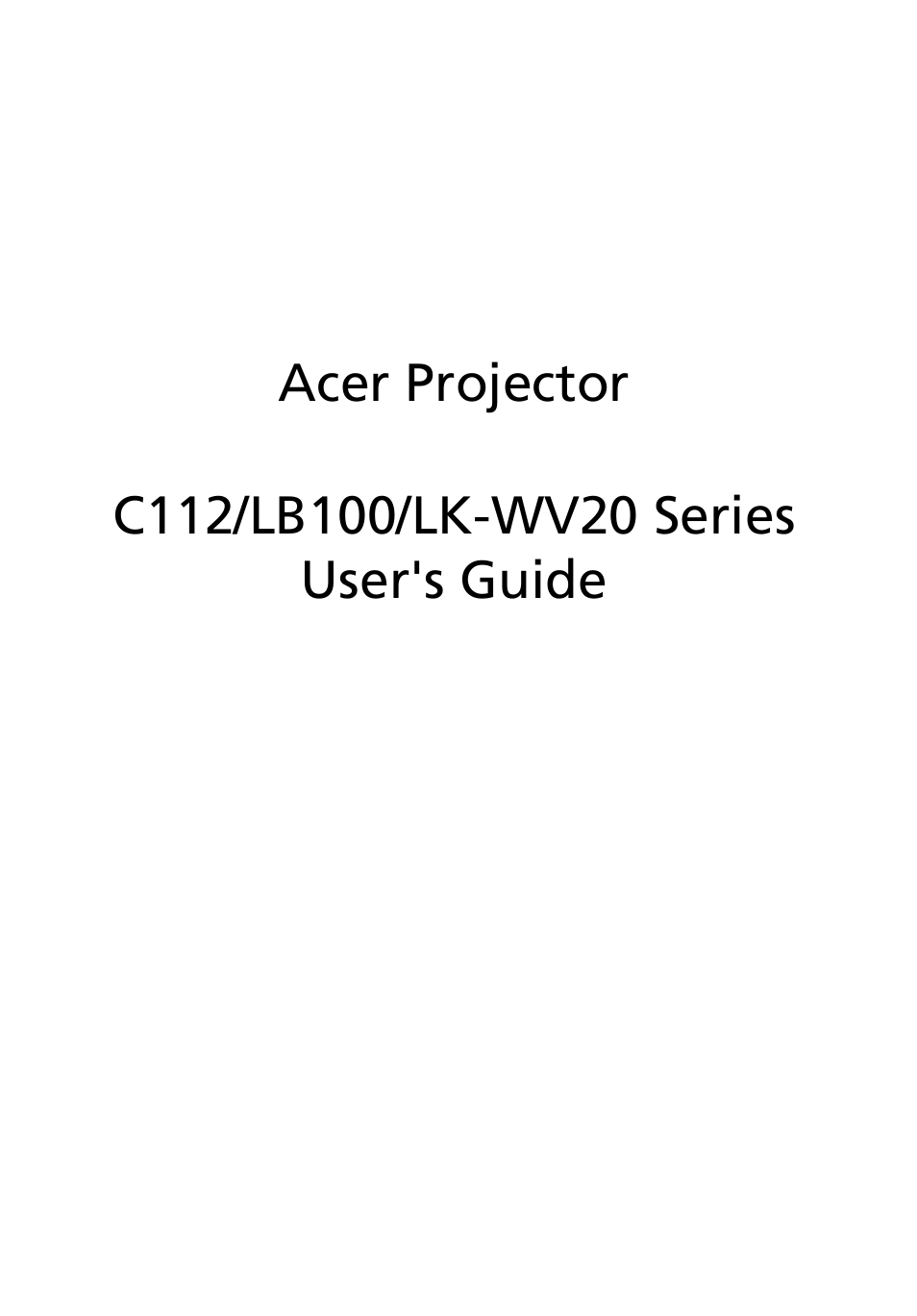 Acer C112 User Manual | 38 pages