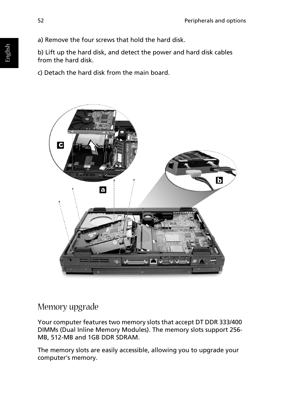Memory upgrade | Acer Aspire 1710 User Manual | Page 62 / 106