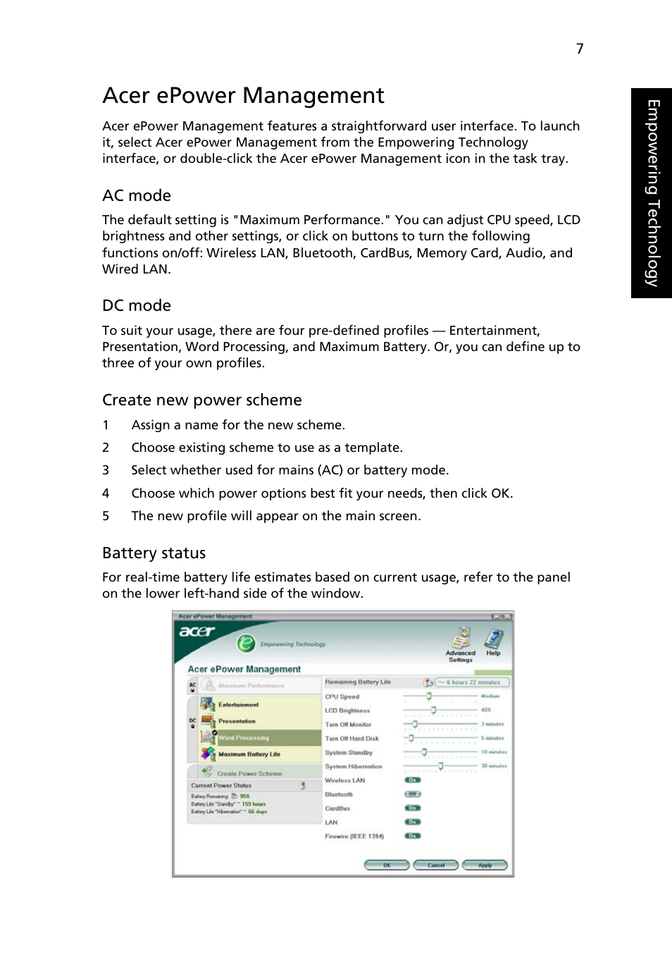 Acer epower management | Acer Aspire 3620 User Manual | Page 17 / 82