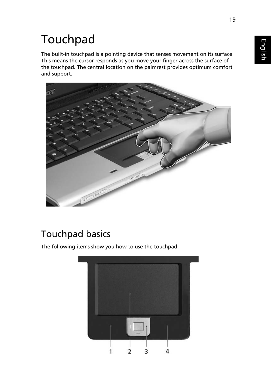 Touchpad, Touchpad basics | Acer Aspire 3620 User Manual | Page 29 / 82