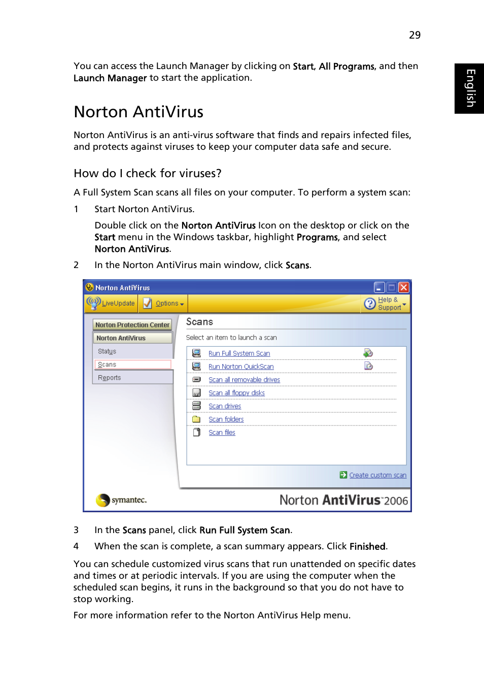 Norton antivirus | Acer Aspire 3620 User Manual | Page 39 / 82