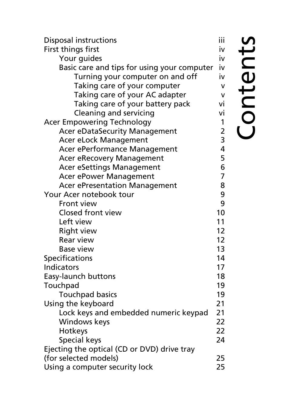 Acer Aspire 3620 User Manual | Page 7 / 82