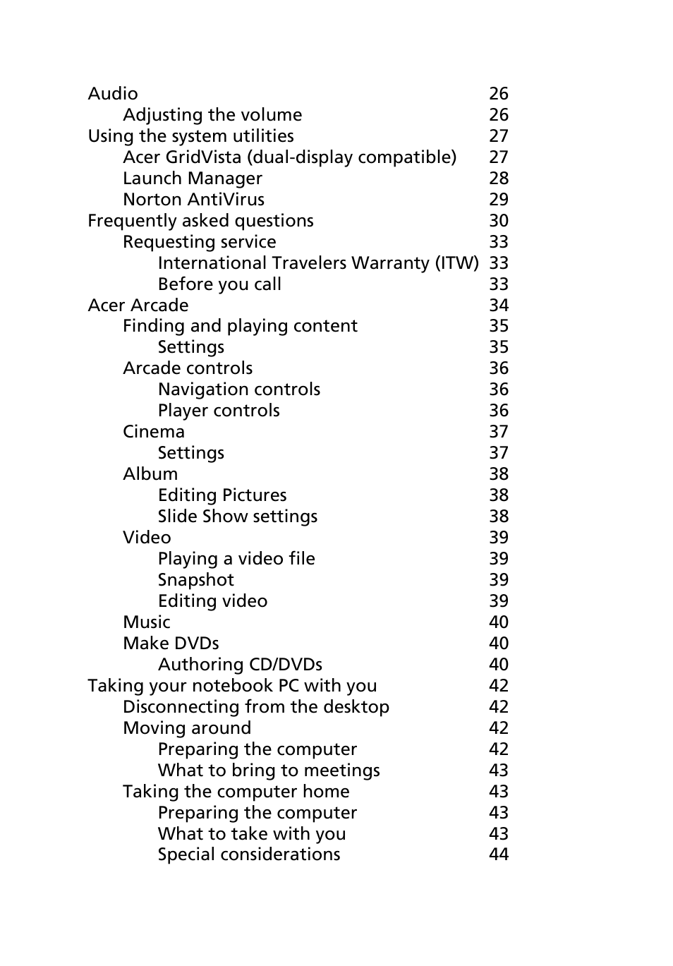 Acer Aspire 3620 User Manual | Page 8 / 82