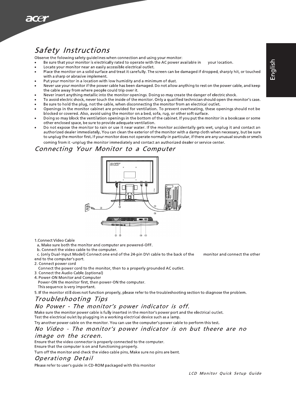 Acer X183HV User Manual | 3 pages