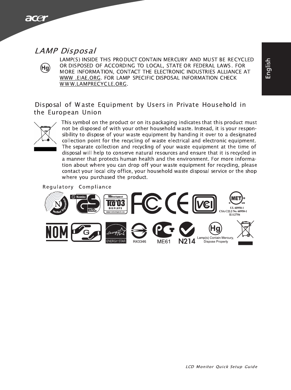 Lamp disposal, F©cib | Acer X183HV User Manual | Page 3 / 3