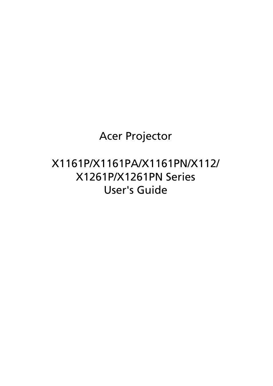 Acer X112 User Manual | 56 pages