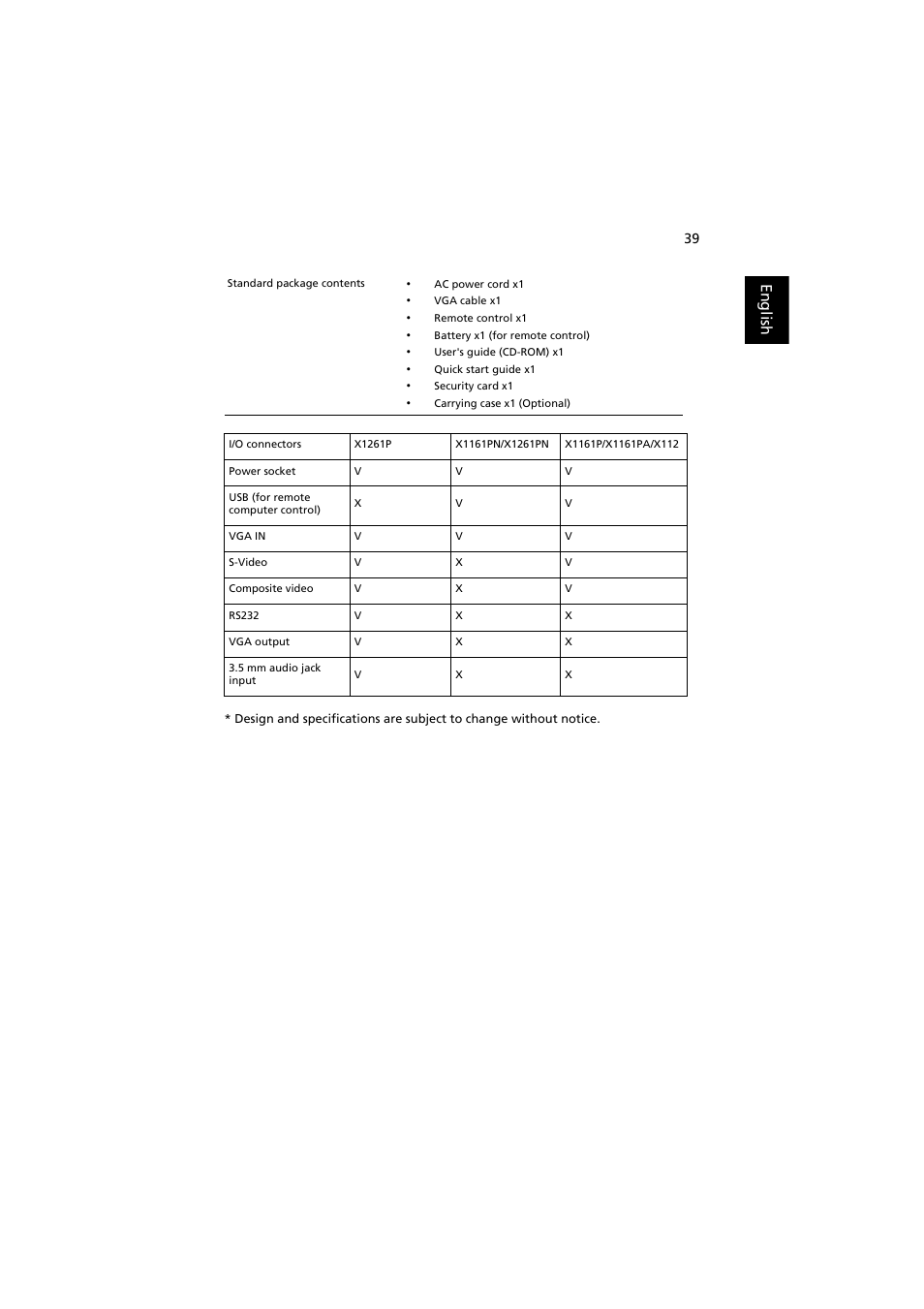 English | Acer X112 User Manual | Page 49 / 56