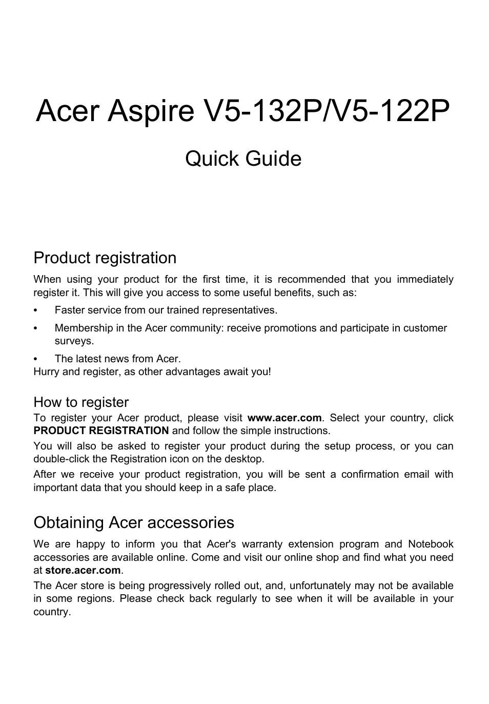 Acer Aspire V5-132 User Manual | 10 pages