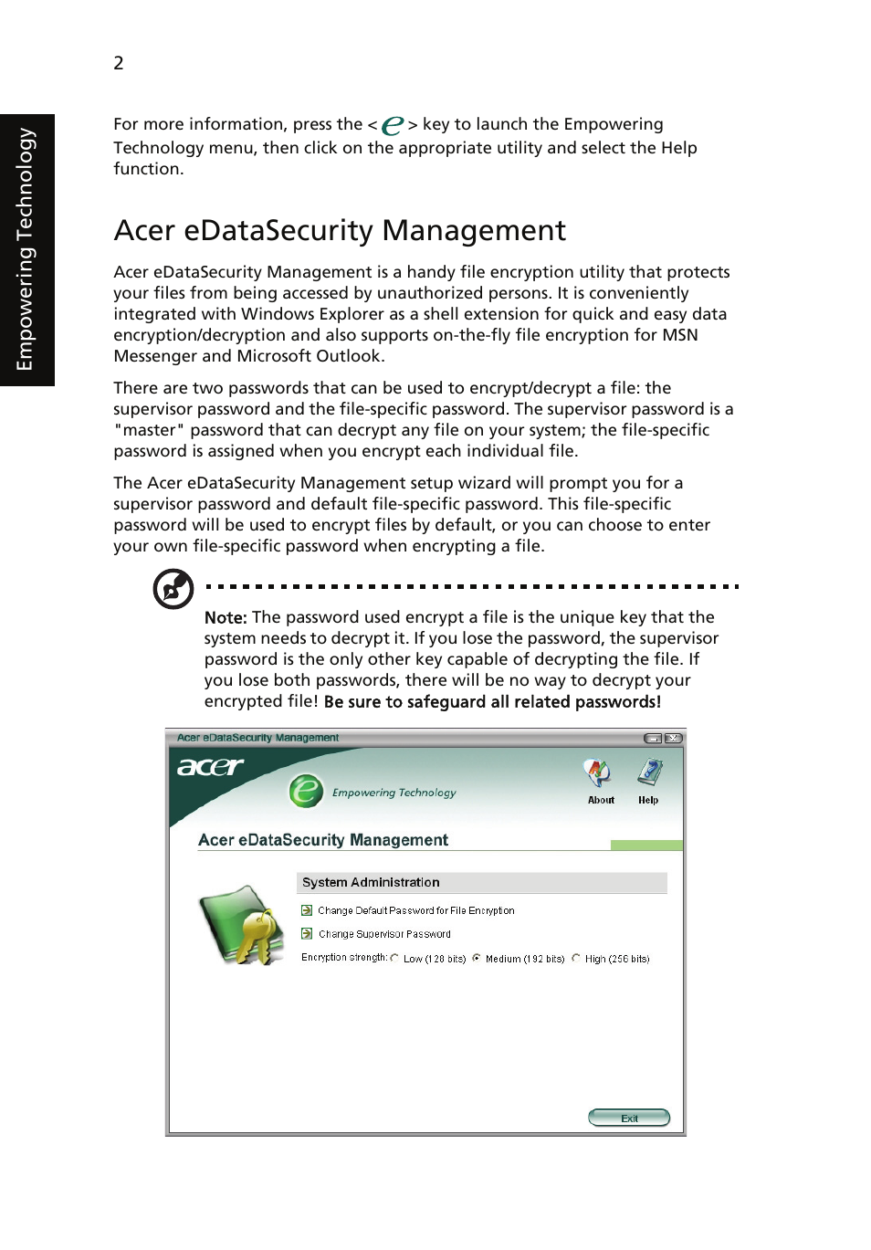 Acer edatasecurity management | Acer Aspire 5510 User Manual | Page 12 / 96