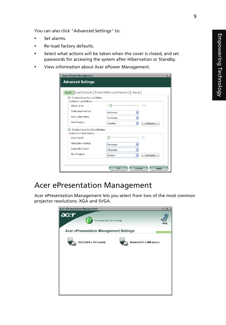 Acer epresentation management | Acer Aspire 5510 User Manual | Page 19 / 96
