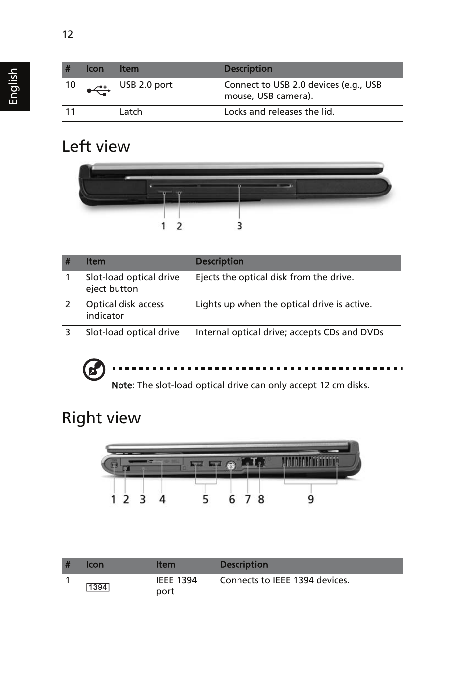 Left view, Right view | Acer Aspire 5510 User Manual | Page 22 / 96