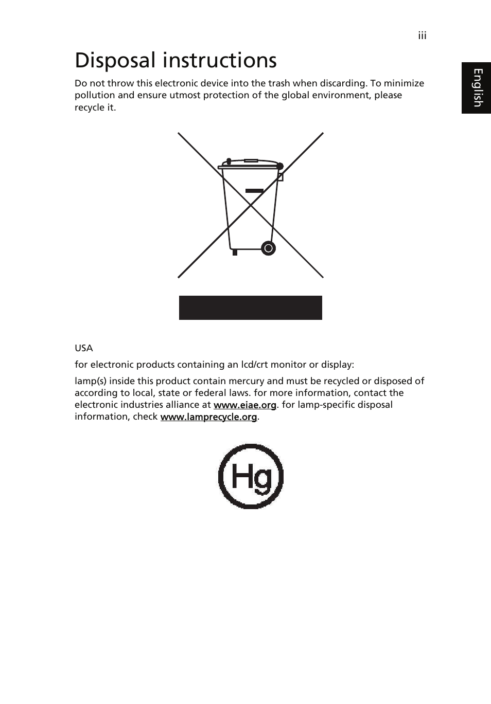 Disposal instructions | Acer Aspire 5510 User Manual | Page 3 / 96