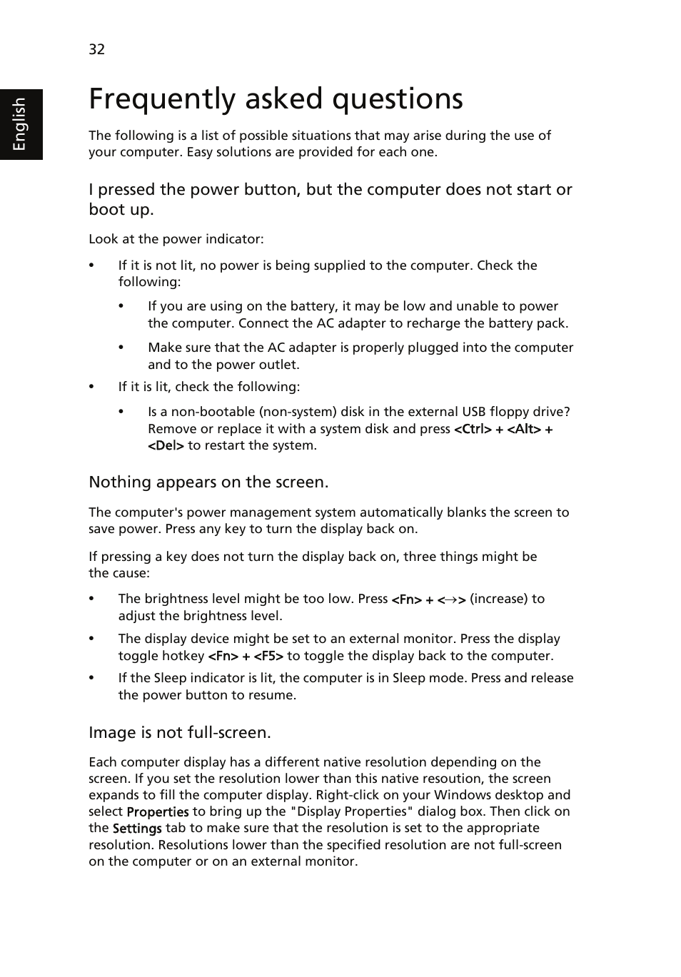 Frequently asked questions | Acer Aspire 5510 User Manual | Page 42 / 96