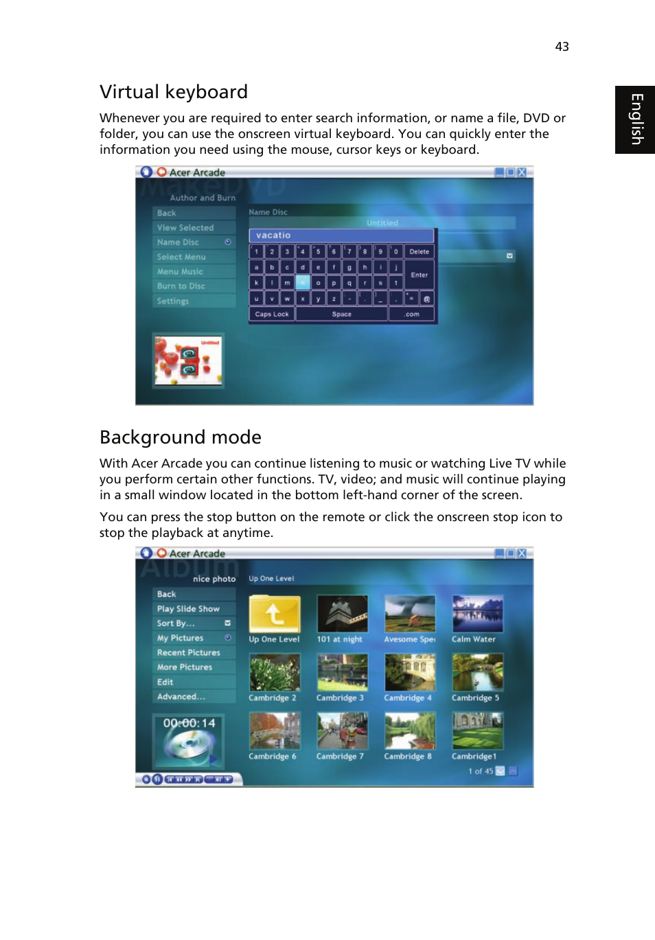 Virtual keyboard, Background mode | Acer Aspire 5510 User Manual | Page 53 / 96