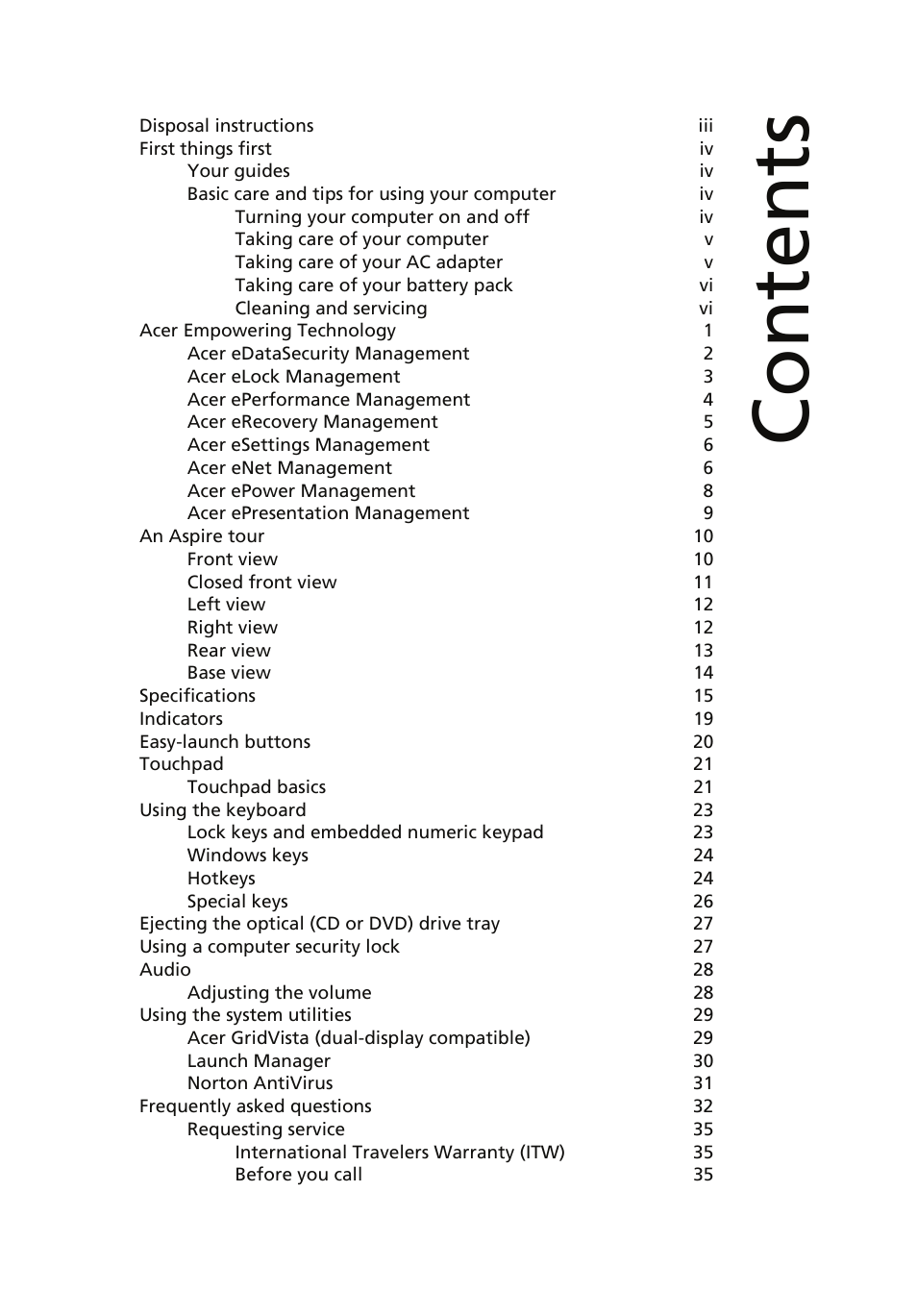 Acer Aspire 5510 User Manual | Page 7 / 96