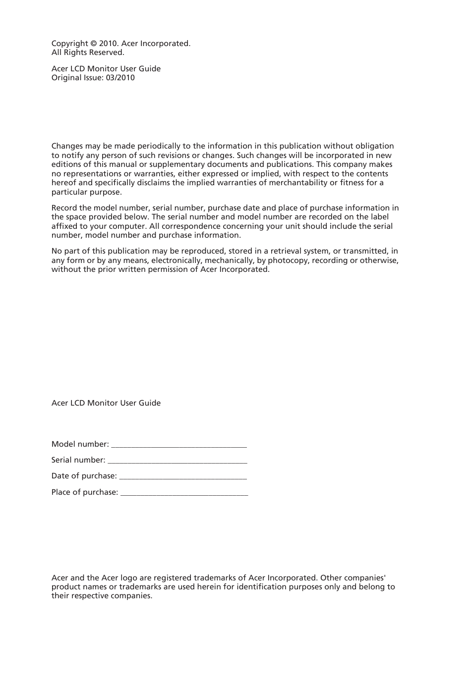 Acer S240HL User Manual | Page 2 / 27