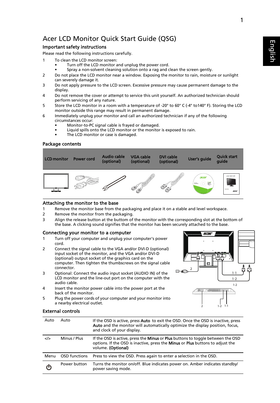 Acer V243HQL User Manual | 2 pages